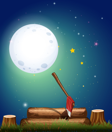 Scene with woods at night illustrationのイラスト素材