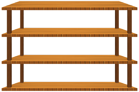 Wooden shelves on white background illustrationのイラスト素材