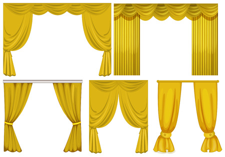 Yellow curtains on white background illustrationのイラスト素材