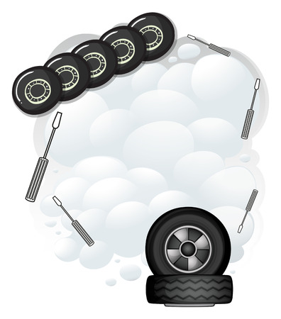 Background template with smoke and tyres illustrationのイラスト素材