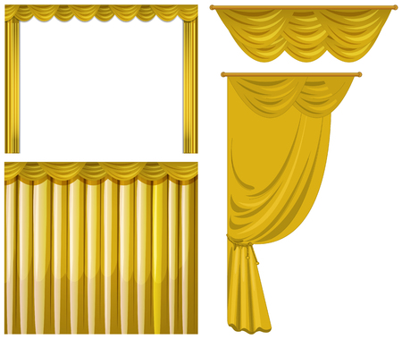 Yellow curtain in many styles illustrationのイラスト素材