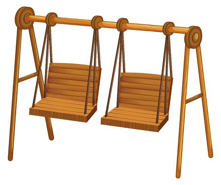 Two wooden swings on white illustrationのイラスト素材