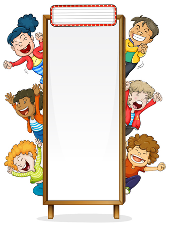 Border template with happy children illustrationのイラスト素材