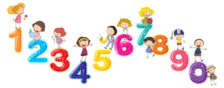 Counting numbers with little kids illustrationのイラスト素材