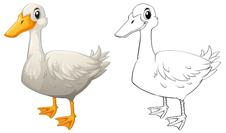 Animal doodle outline for duck illustrationのイラスト素材