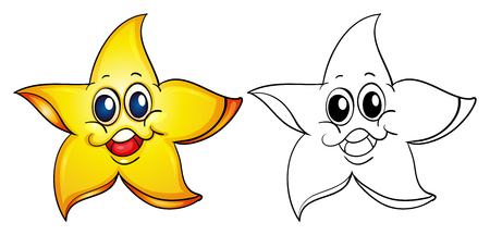 Animal outline for starfish with happy face illustrationのイラスト素材