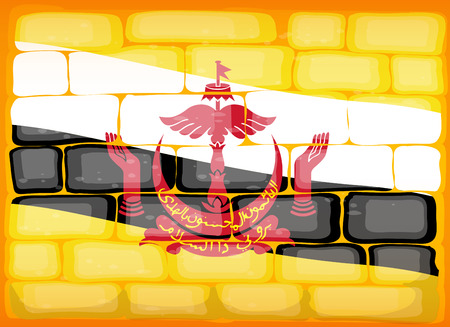 Brunei flag painted on brickwall illustration.のイラスト素材