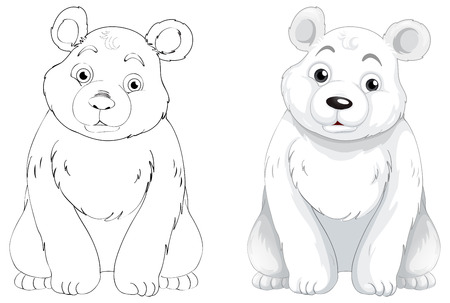 Doodle animal outline of polar bear illustrationのイラスト素材