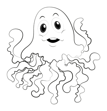 Doodle animal character for jellyfish illustrationのイラスト素材