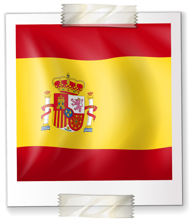Spain flag on square paper illustrationのイラスト素材