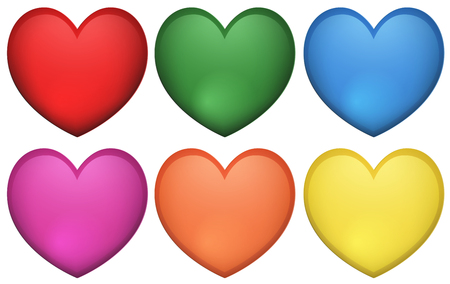 Icon design of heart shape in many colors illustrationのイラスト素材