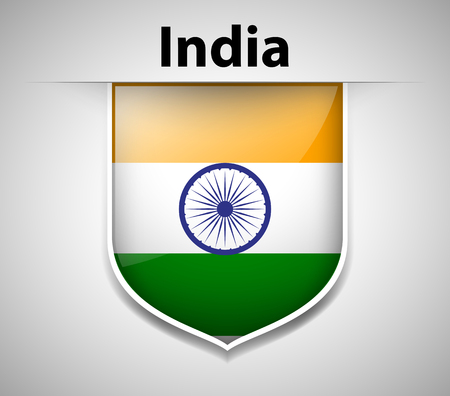 Flag on India on badge illustrationのイラスト素材