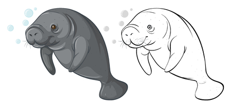 Animal outline for seacow illustrationのイラスト素材
