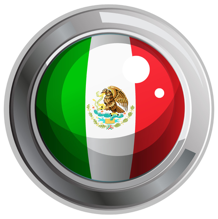 Flag of Mexico on round badge illustrationのイラスト素材
