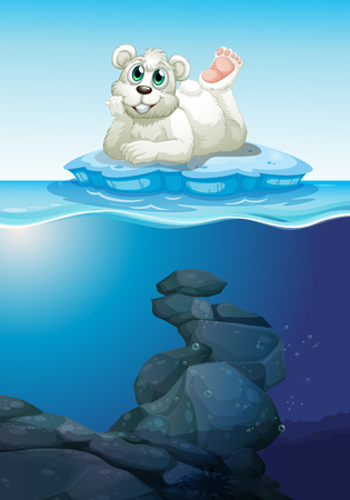 Scene with polar bear and underwater illustrationのイラスト素材