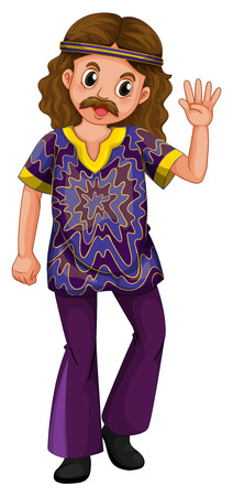 Hippie man in purple costume illustrationのイラスト素材