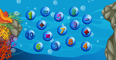 Counting numbers with underwater background illustrationのイラスト素材