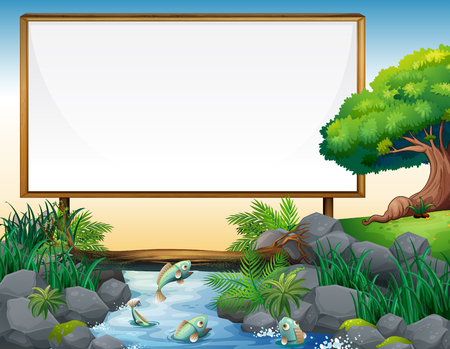 Board template with river in background illustrationのイラスト素材