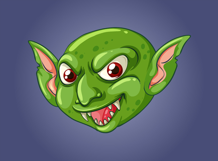 Elf head on blue background illustrationのイラスト素材