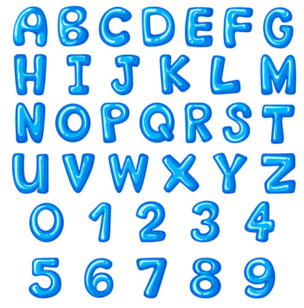 Font design for english alphabets and numbers illustrationのイラスト素材