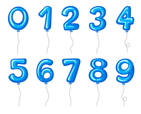 Blue balloons shape of numbers illustration.のイラスト素材