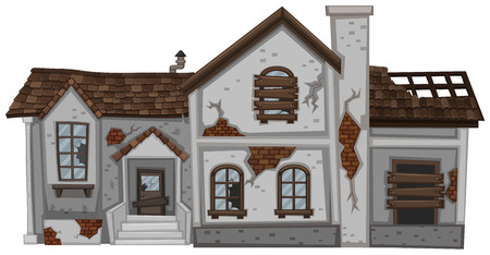 Old house with brown roof illustrationのイラスト素材