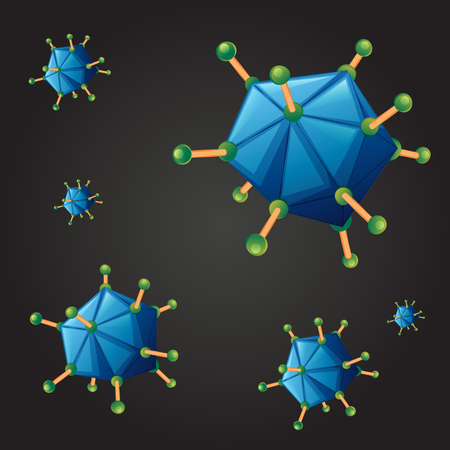 Seamless background with blue virus illustrationのイラスト素材