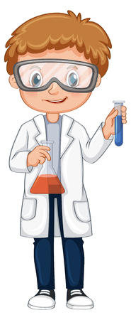 Kid doing science experiment illustrationのイラスト素材