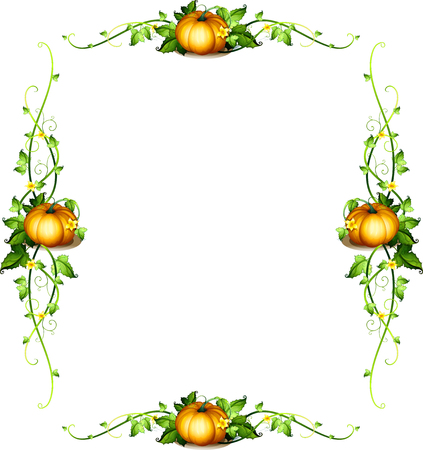 Frame template with pumpkin plants illustrationのイラスト素材
