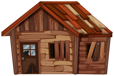 Wooden house in bad condition illustrationのイラスト素材