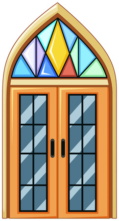 Window with mosaic glass illustrationのイラスト素材