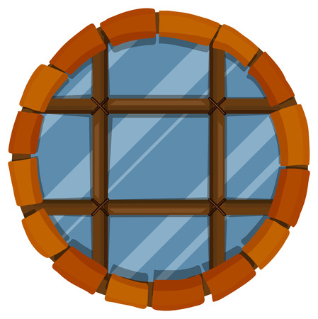 Glass window with bricks frame illustrationのイラスト素材