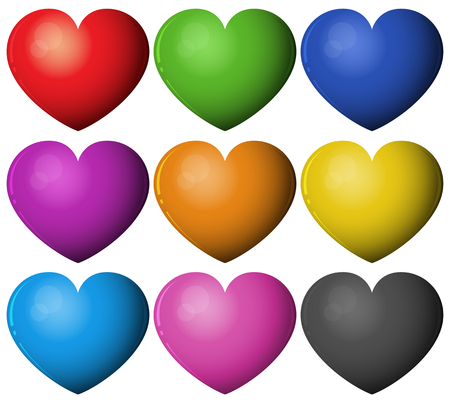 Heart shape in different colors illustrationのイラスト素材