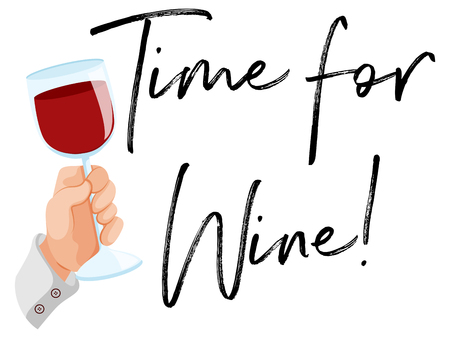 Time for wine with glass of red wine illustrationのイラスト素材