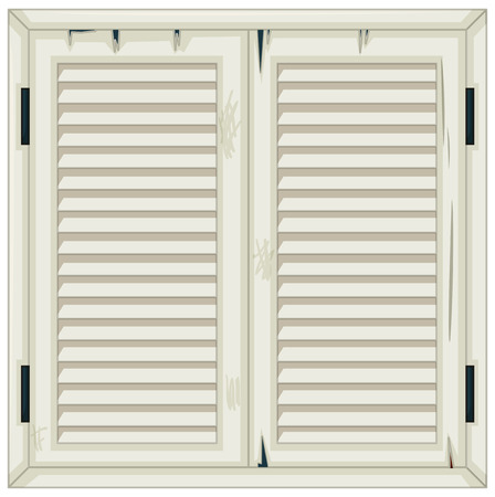 Old wooden window painted in white illustrationのイラスト素材
