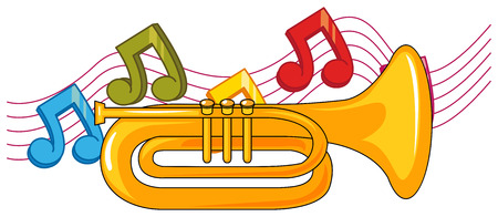 Trumpet and music notes in background illustrationのイラスト素材