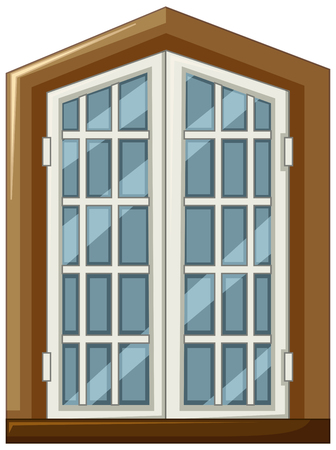 Window design with wooden frame illustrationのイラスト素材