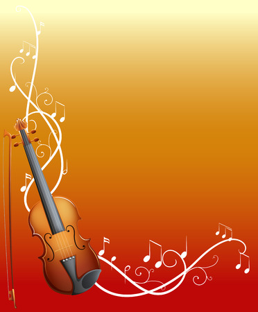 Background design with violin and music notes illustrationのイラスト素材