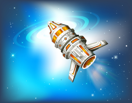 Spaceship flying in galaxy illustrationのイラスト素材