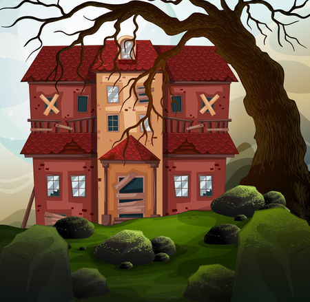 Old house in the forest illustrationのイラスト素材