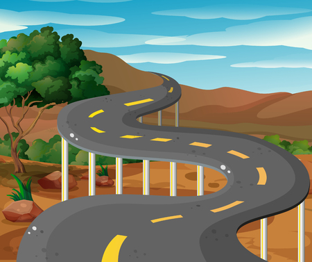 Scene with road in the mountain illustrationのイラスト素材