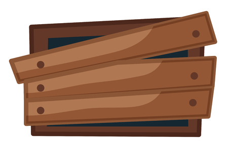 Broken window with boards nailed on it illustrationのイラスト素材