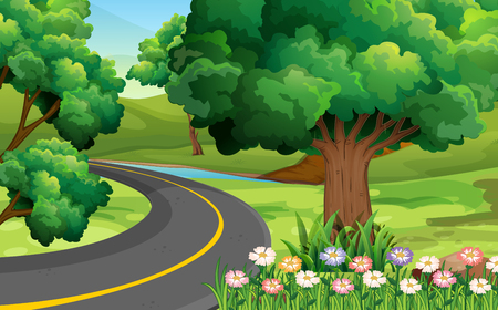 Road in the park illustrationのイラスト素材