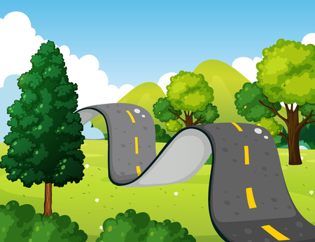 Scene with bumpy road in the park illustrationのイラスト素材