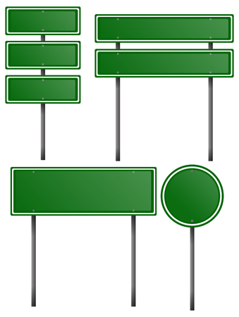 Green signs on metal posts illustrationのイラスト素材