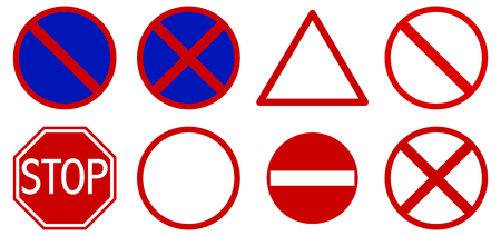 Different road signs on white background illustrationのイラスト素材