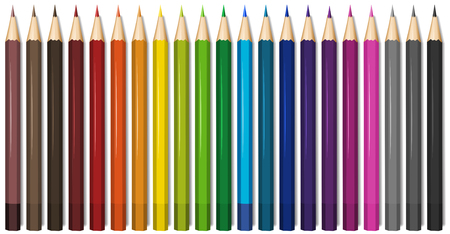 Twenty one shades of color pencils illustrationのイラスト素材