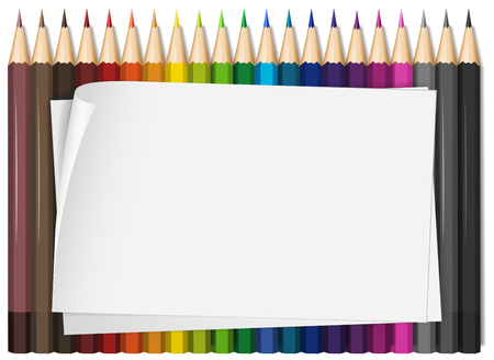 Blank paper with colorful color pencils illustrationのイラスト素材