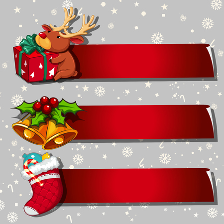 Three banner design with christmas theme