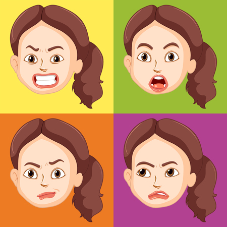 Woman with different emotions illustrationのイラスト素材